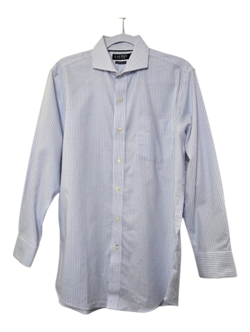 Lauren Ralph Lauren Black Label Slim Stretch Blue Pinstripe Non-Iron Dress Shirt